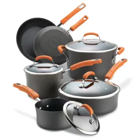 10-Piece Classic Brights Hard Anodized Nonstick Cookware Set