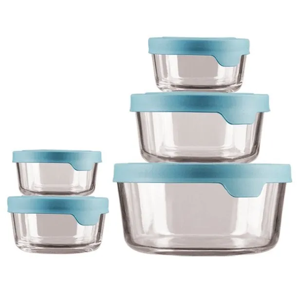 10-Piece Round Glass Food Storage Container Set 13294L20