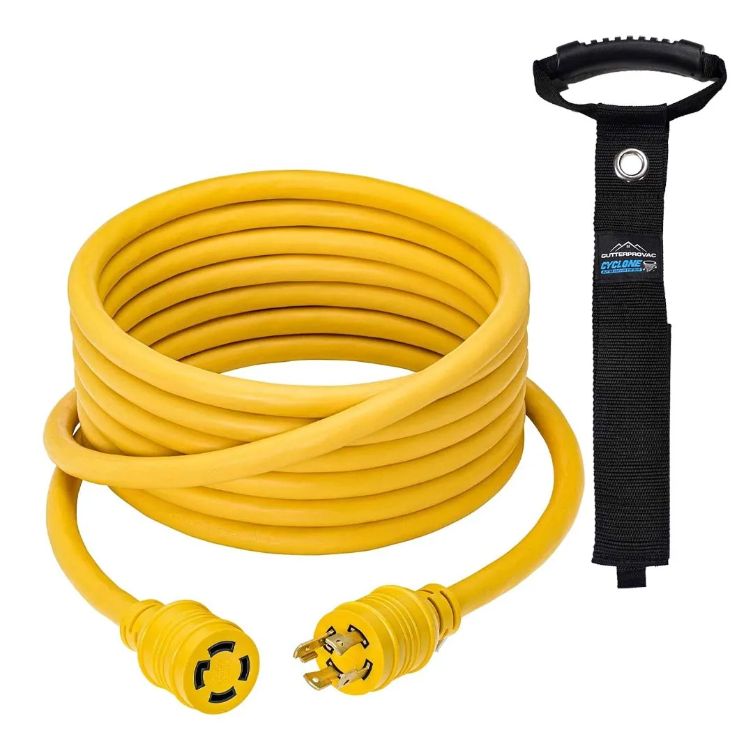 100 Foot Extension Power Cord - NEMA 4 Prong Twist & Lock with Cable Organizer