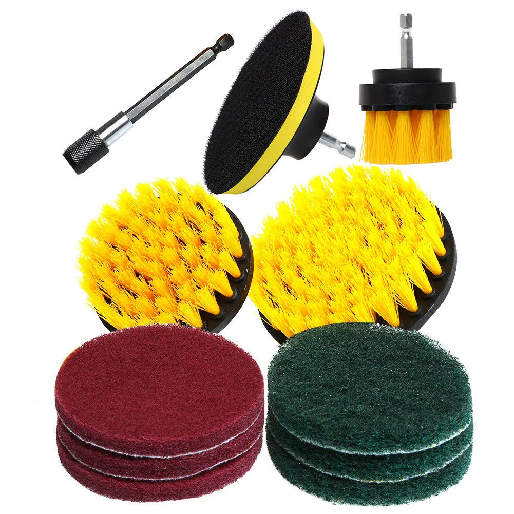 12 Piece Power Drill Brush Scrub Pads Set