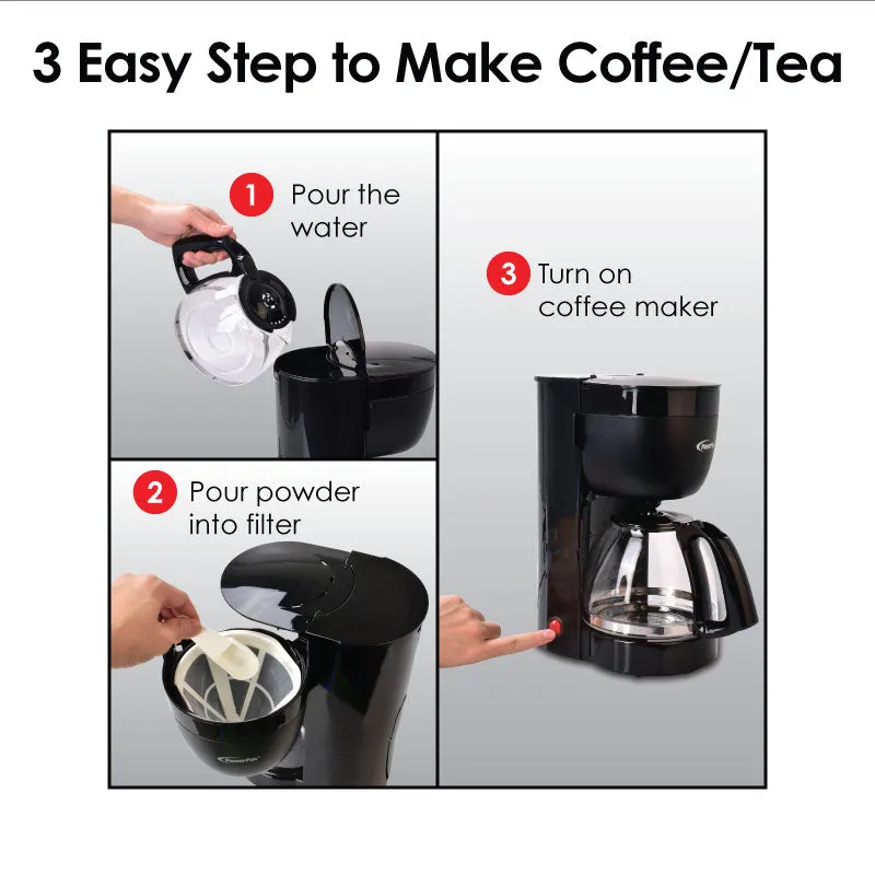 1.25L Coffee Maker with Drip Style Coffee Machine (PPCM302)