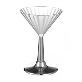 12pk Deluxe Metallic Silver Trimmed Martini Glass 175ml