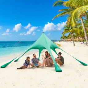 20 x 20 Feet Beach Canopy Tent with UPF50  Sun Protection and Shovel-Green