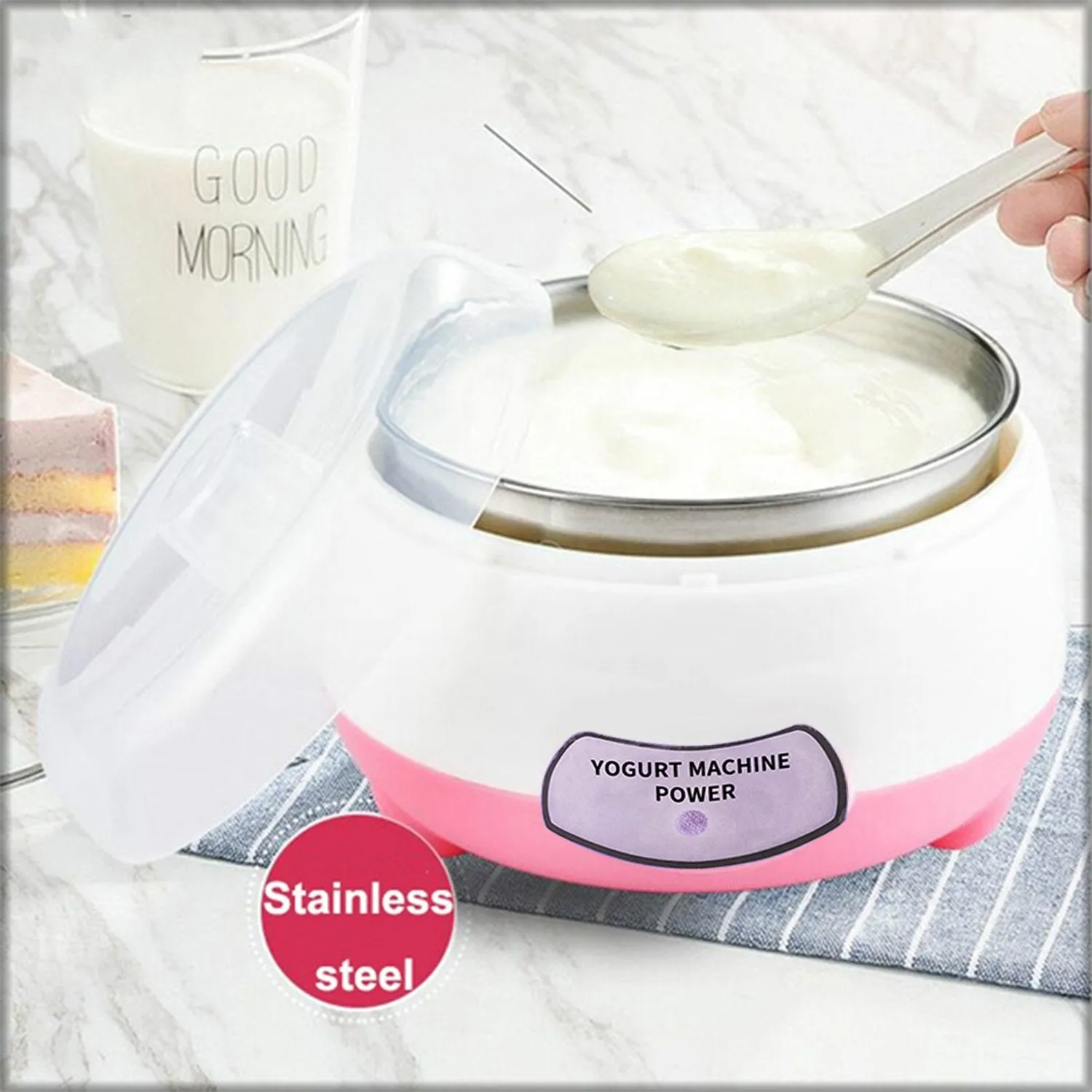 2533 Yogurt Maker Machine, Stainless Steel Inner Container Electric Yogurt Maker