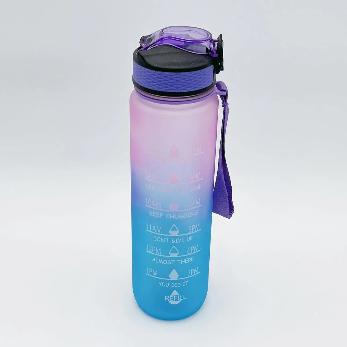 32 oz Sports Water Bottle with Straw Time Marker Quote Leakproof BPA Free