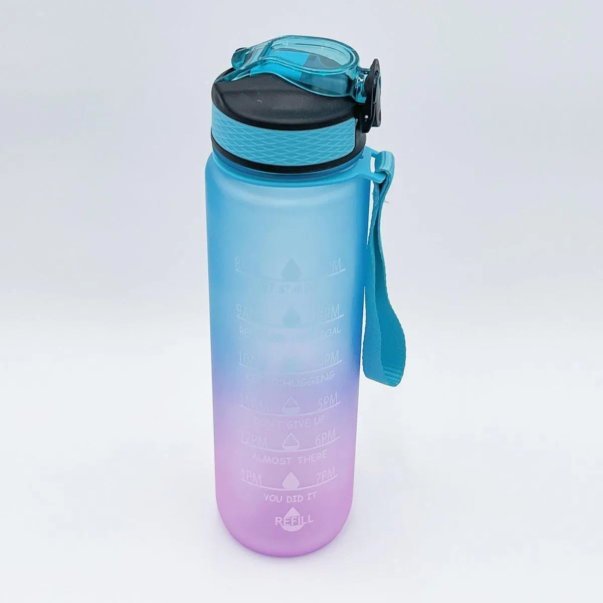 32 oz Sports Water Bottle with Straw Time Marker Quote Leakproof BPA Free