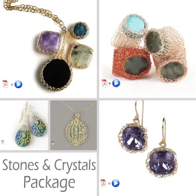 5 ways to Wire crochet stones and crystals , patterns package