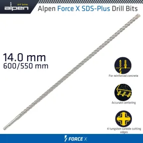 ALPEN FORCE X 14.0 x 600/550  SDS-PLUS DRILL BIT X4 CUTTING EDGES ALP905014