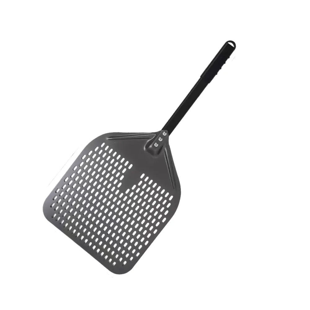 Anygleam Pizza Shovel 35 cm x 76cm Dark Grey for Perforated Peel with Metal Handle Oven Turning Baking Accessory