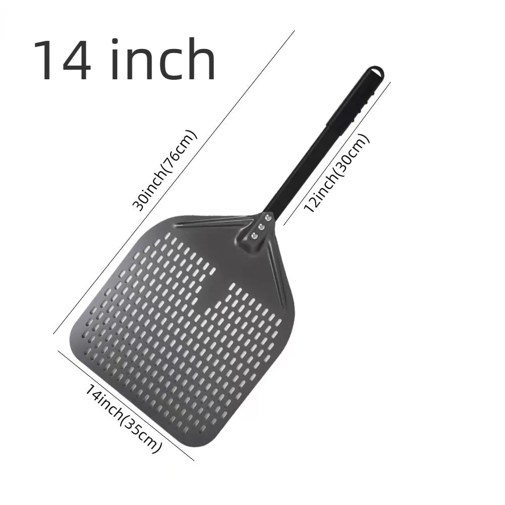 Anygleam Pizza Shovel 35 cm x 76cm Dark Grey for Perforated Peel with Metal Handle Oven Turning Baking Accessory