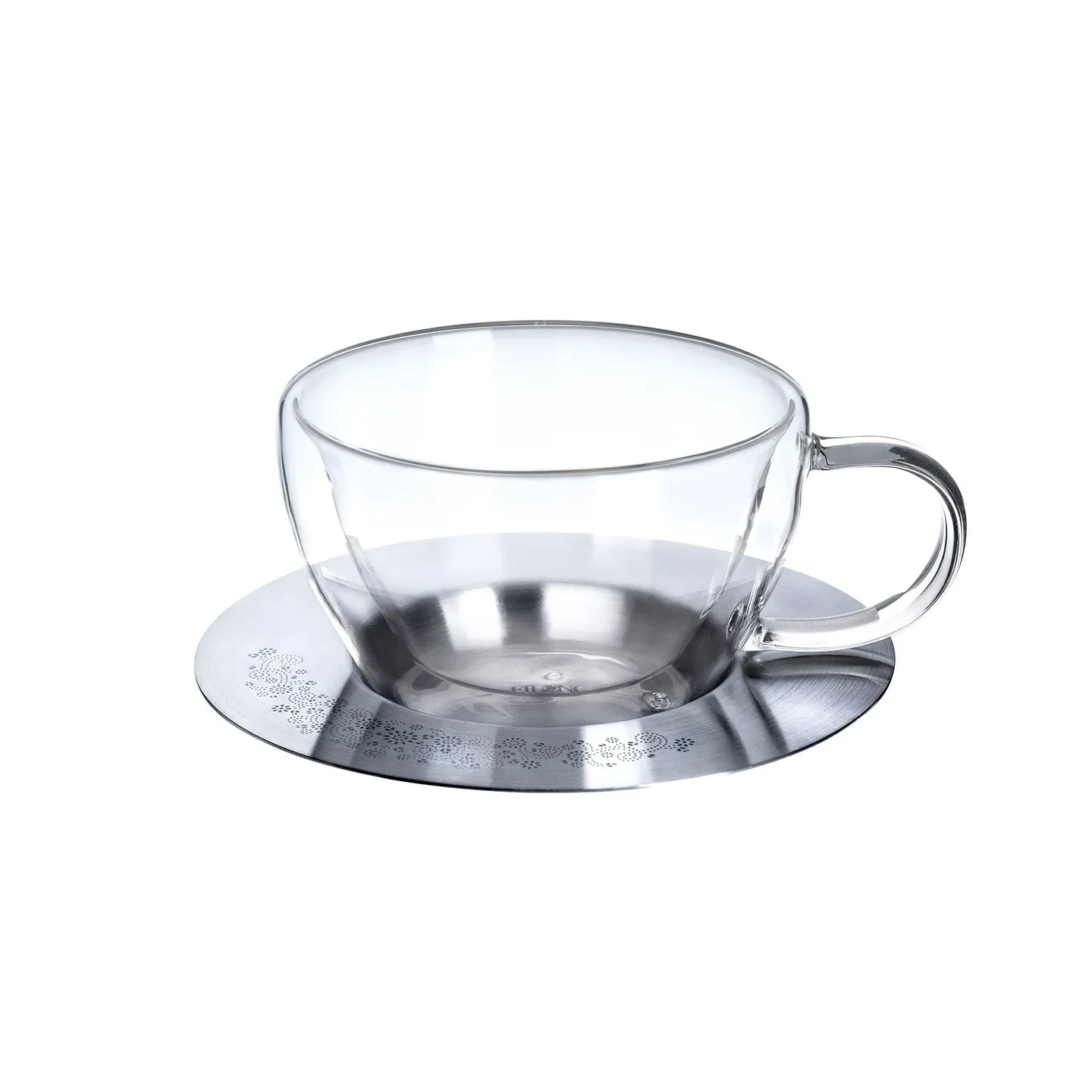 Aurora Double Wall Glass Cup & Saucer (200ml)