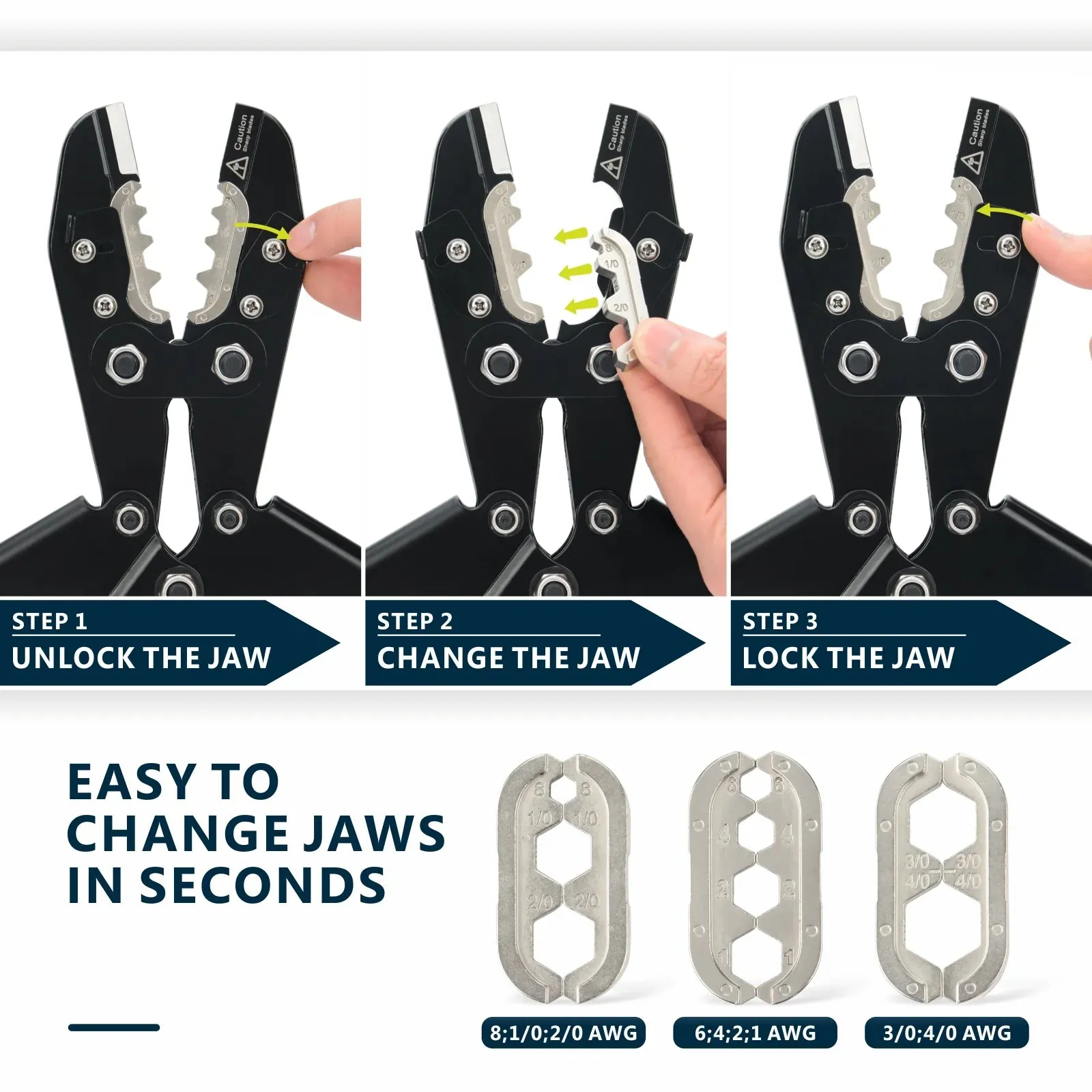 Battery Cable Lug Crimping Tool Kit for 8 to 4 Gauge Wire Terminals, Battery Cable Ends with Radial Wire Stripper