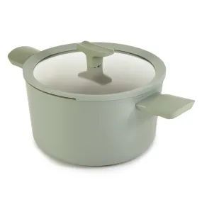 BergHOFF Balance Nonstick Ceramic Stockpot 10", 5.8qt. With Glass Lid, Recycled Aluminum, Sage