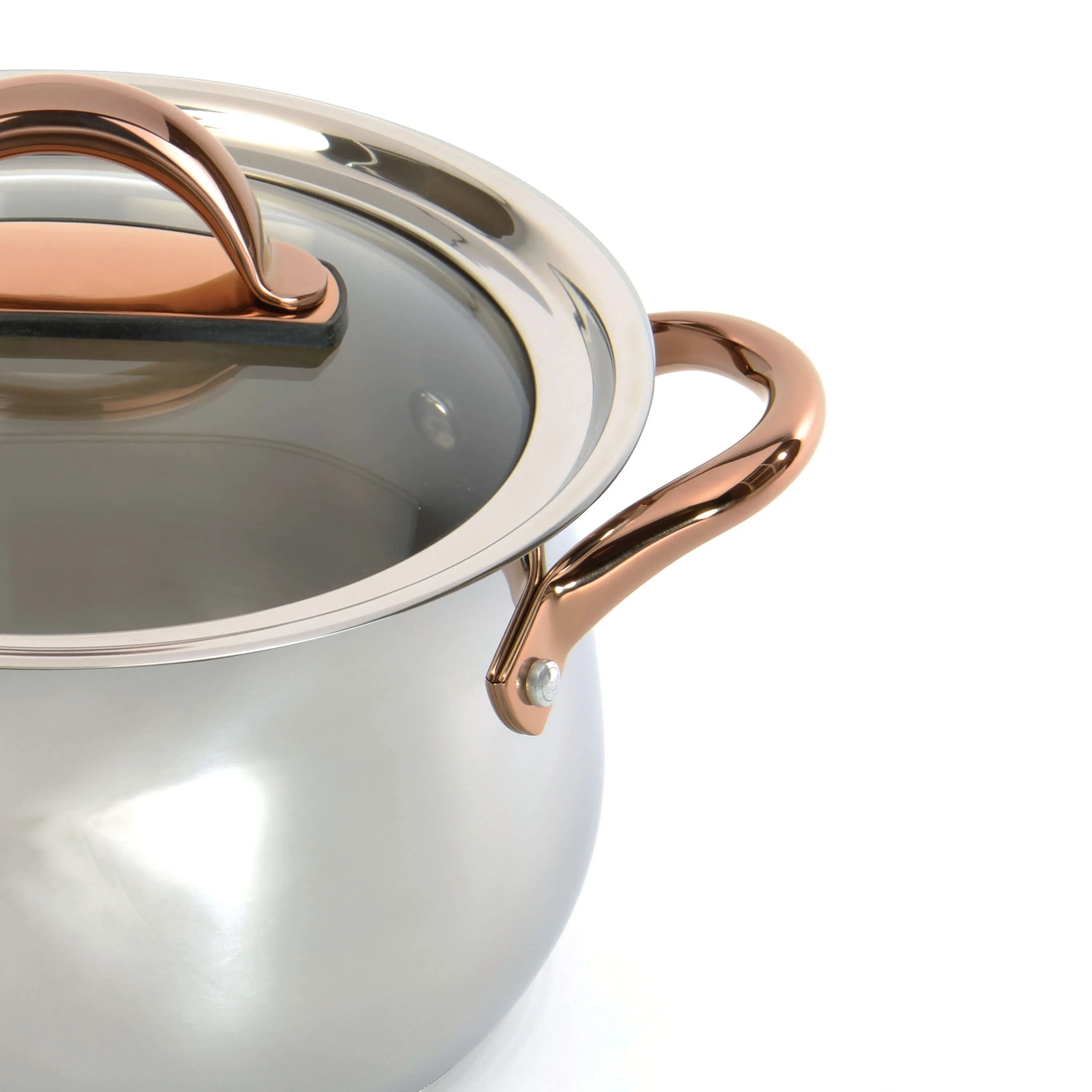 BergHOFF Ouro Gold 18/10 Stainless Steel 8" Stockpot with Glass Lid, 5qt.