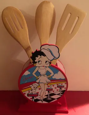 Betty Boop Diner Utensil Holder With Utensils               Retired