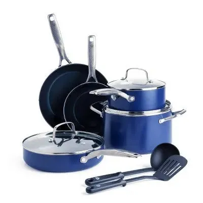 Blue Diamond 10pc Cookware Set Blue