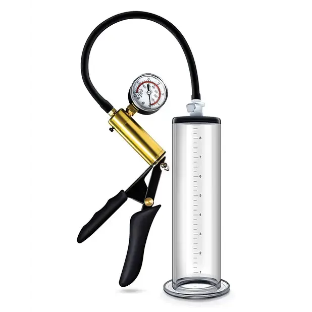 Blush Performance VX6 Vacuum Penis Pump with Brass Pistol & Pressure Gauge Clear