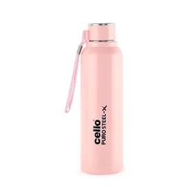 Cello Puro Steel-X Benz Inner Steel Outer Plastic with PU Insulation Water Bottle, 900 ml (Pink)