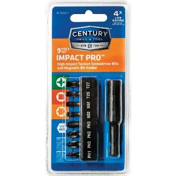 Century Drill & Tool 70507 9pc Impact Pro Bit