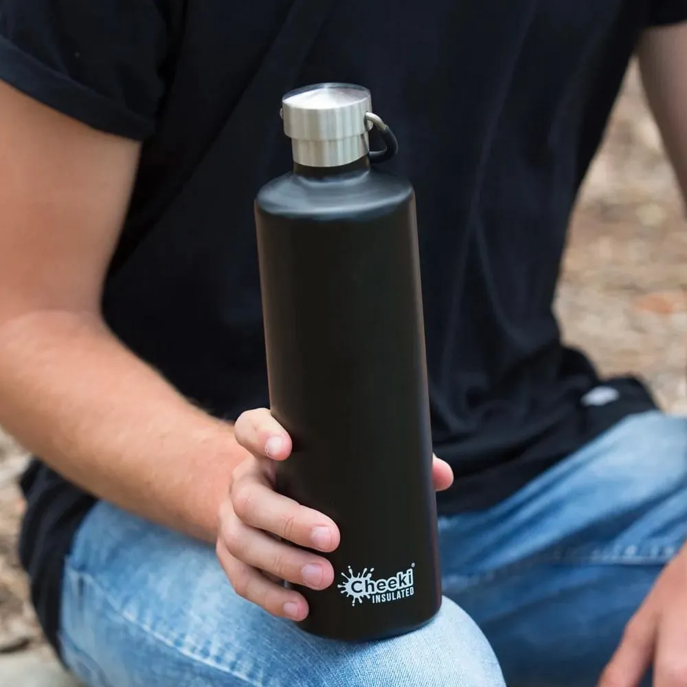 Cheeki 1 Litre Stainless Steel Insulated Bottle - Matte Black