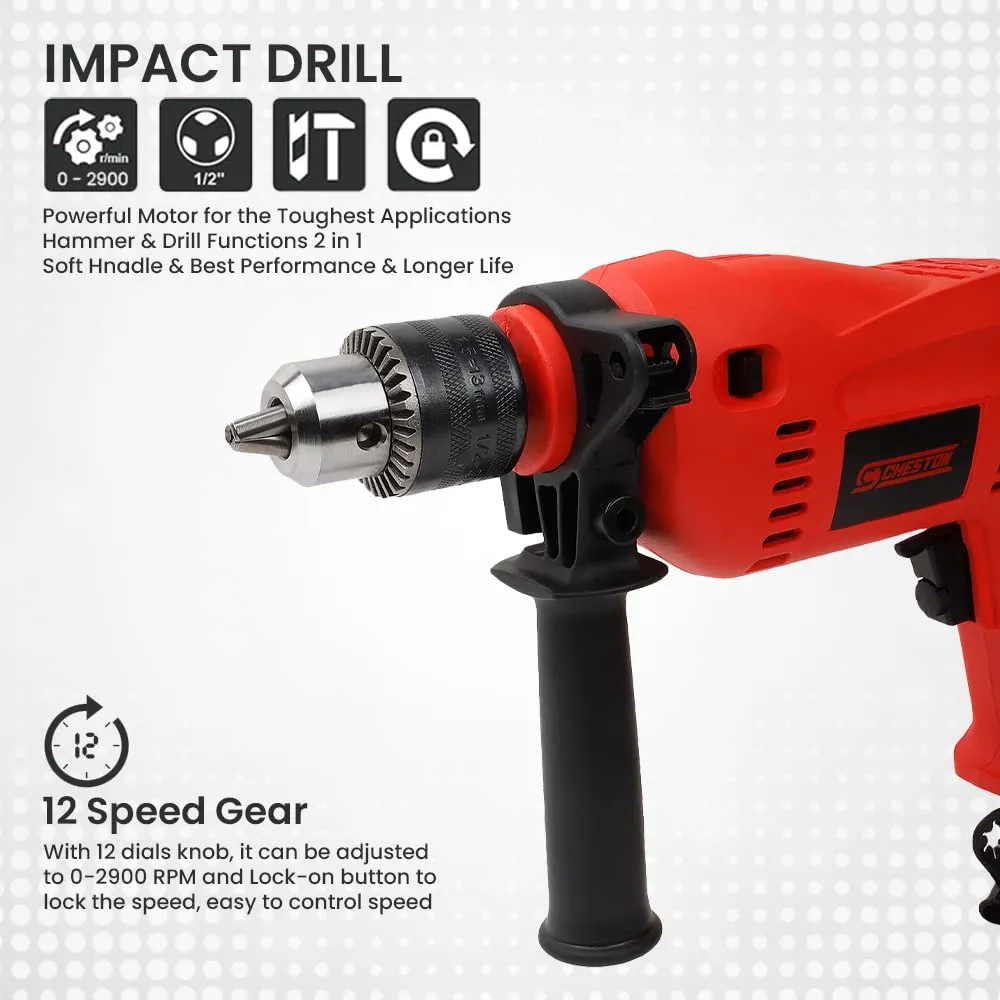 Cheston Impact Drill Machine (13MM-5WALL) 2900rpm, 650W Impact Hammer Drill