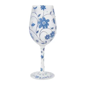 Chinoiserie Charm Hand Painted Wine Glass