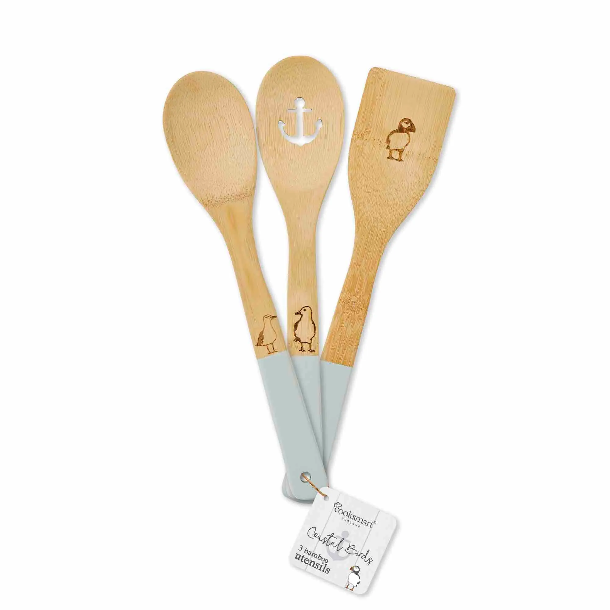 Coastal Birds Set of 3 Bamboo Utensils