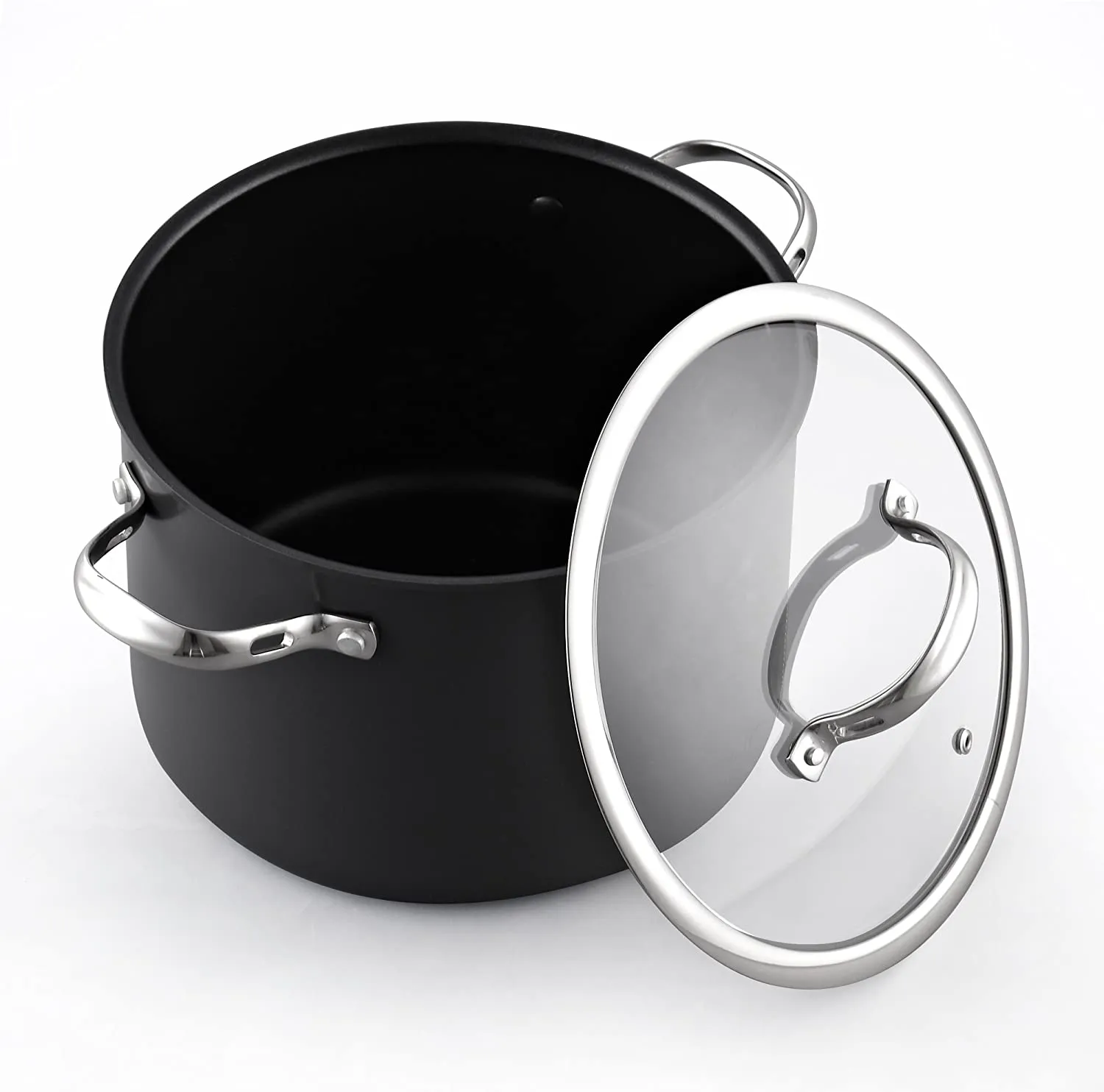 Cooks Standard 8 Quart Hard Anodized Premium Grade Nonstick Stockpot with Cover, Black