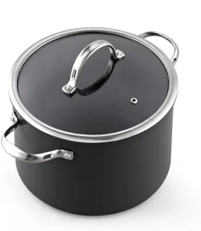 Cooks Standard 8 Quart Hard Anodized Premium Grade Nonstick Stockpot with Cover, Black