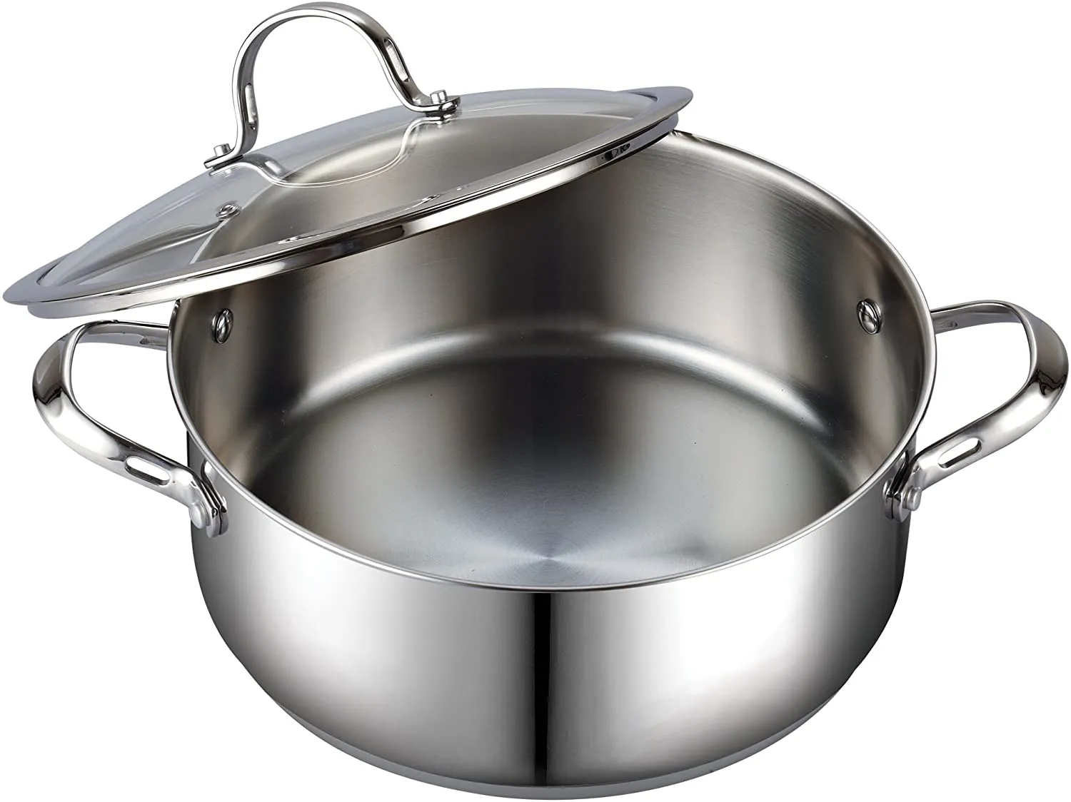 Cooks Standard Dutch Oven Casserole with Glass Lid, 7-Quart Classic Stainless Steel Stockpot, Silver