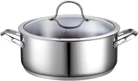 Cooks Standard Dutch Oven Casserole with Glass Lid, 7-Quart Classic Stainless Steel Stockpot, Silver