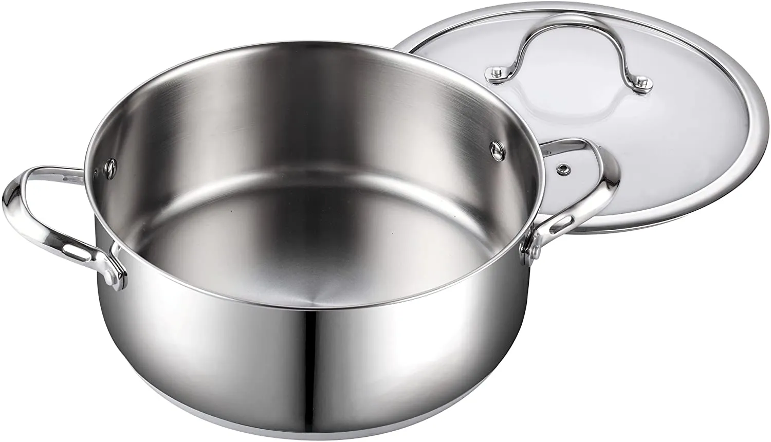 Cooks Standard Dutch Oven Casserole with Glass Lid, 7-Quart Classic Stainless Steel Stockpot, Silver