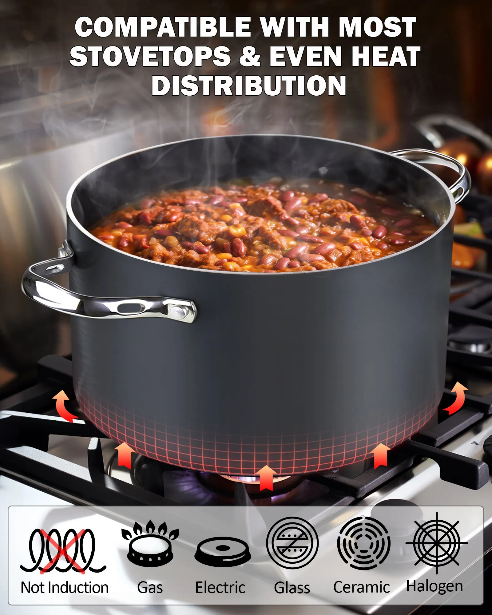 Cooks Standard Hard Anodized Nonstick Dutch Oven Casserole Stockpot 7 Quart