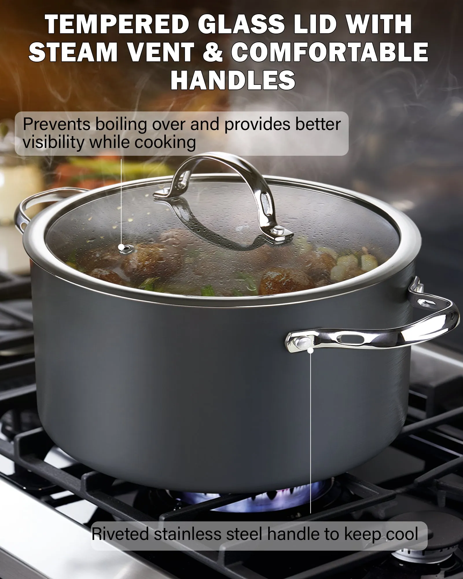 Cooks Standard Hard Anodized Nonstick Dutch Oven Casserole Stockpot 7 Quart