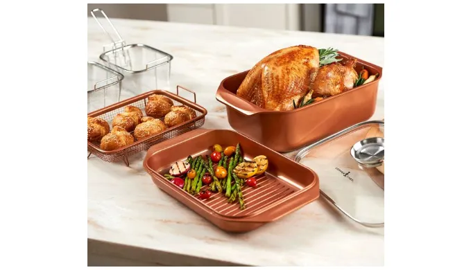 Copper Chef 7-piece 14-in-1 Wonder Cooker Cooking System - Renewed