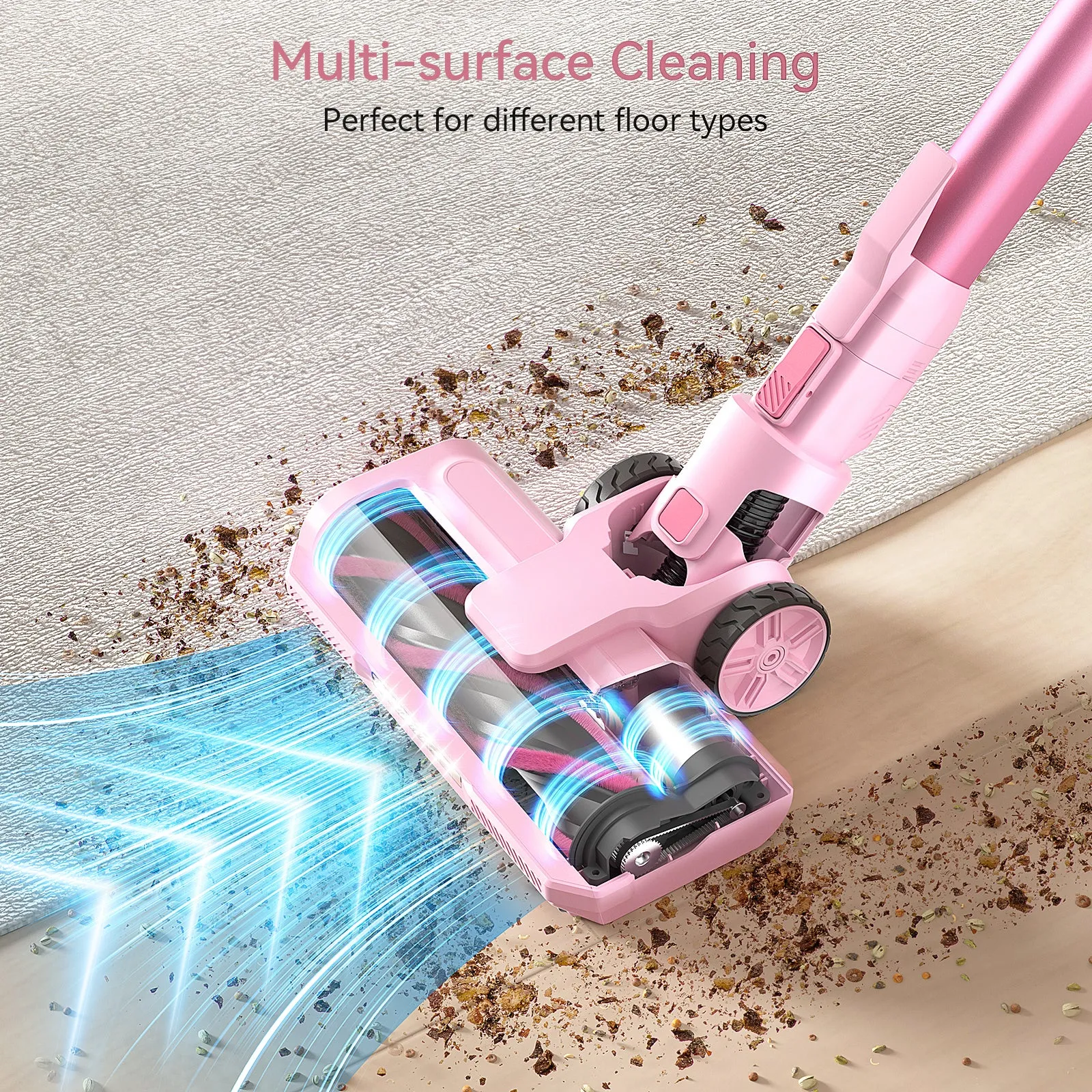 Cordless Vacuum Cleaner, with 30Kpa 350W Suction, Max 50 Min Runtime for Hard Floor Pet Hair