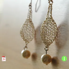 Drop earrings Wire Crochet pattern -  jewelry making tutorial