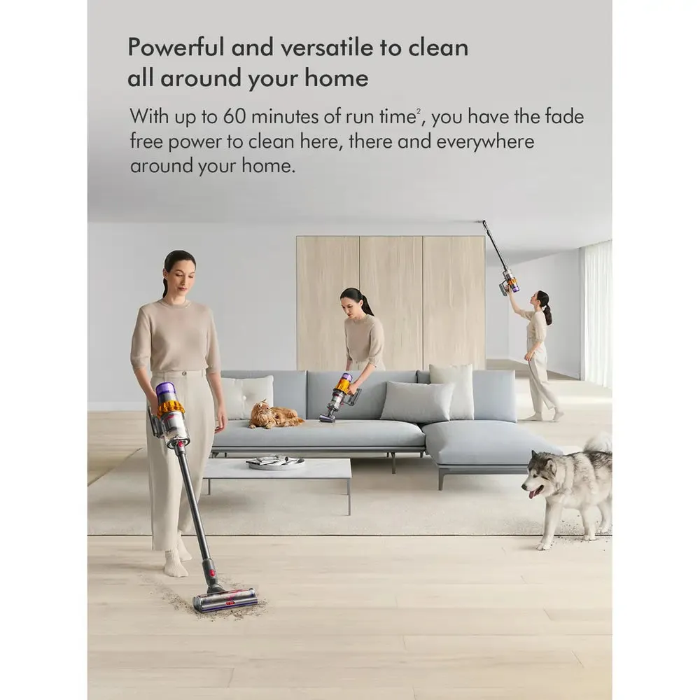 Dyson V15 Cordless Vacuum Cleaner With Advanced Cleaning Accessory Kit And Up To 60 Minutes Run Time , Yellow/Nickel