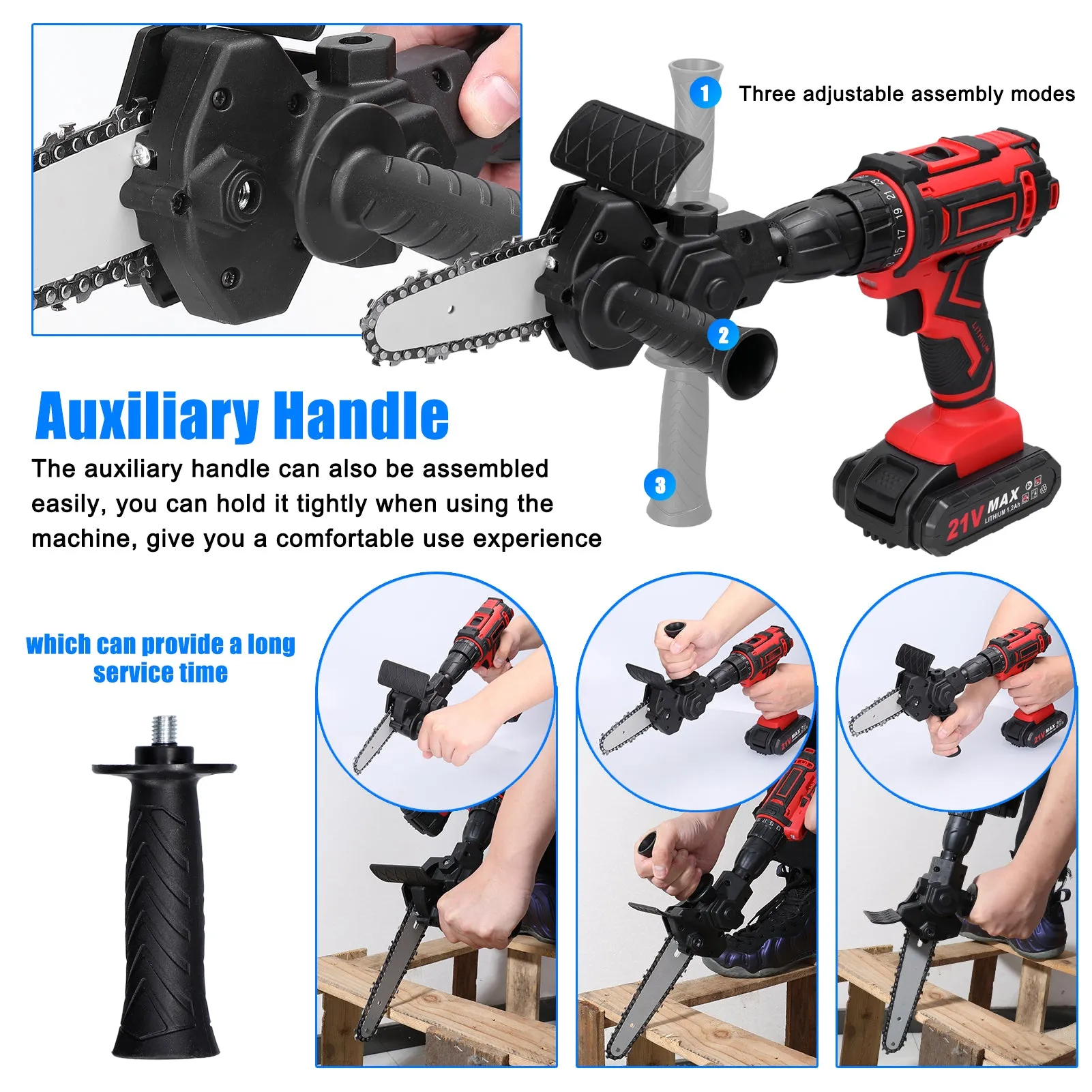 Electric Drill Modified To Electric Chainsaw Tool Attachment