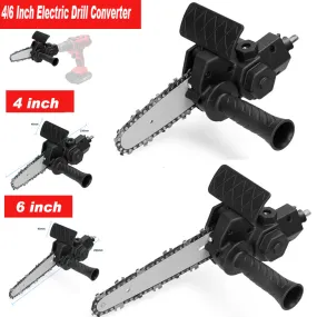 Electric Drill Modified To Electric Chainsaw Tool Attachment