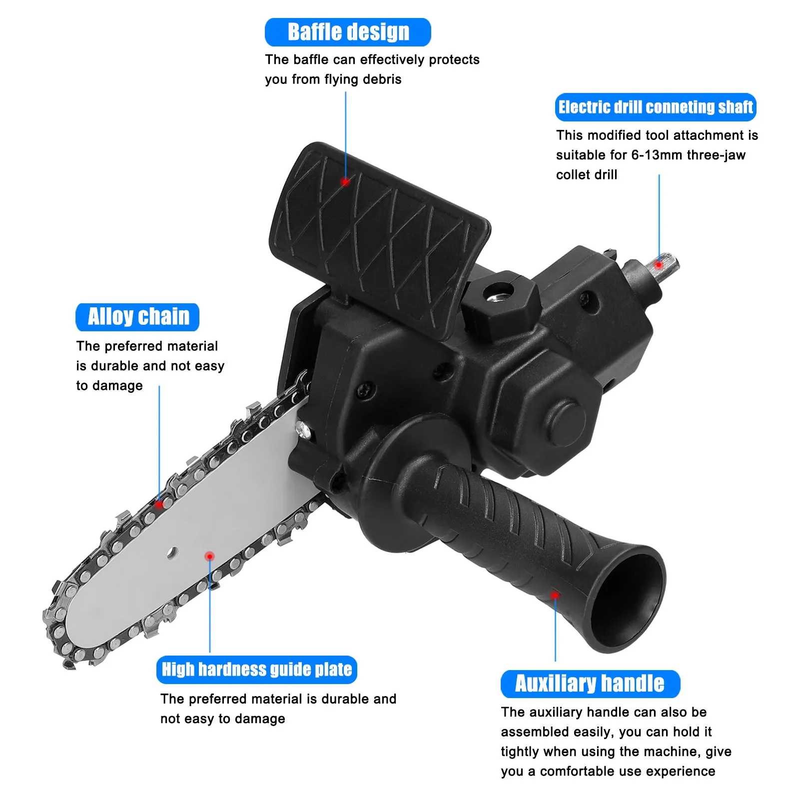 Electric Drill Modified To Electric Chainsaw Tool Attachment