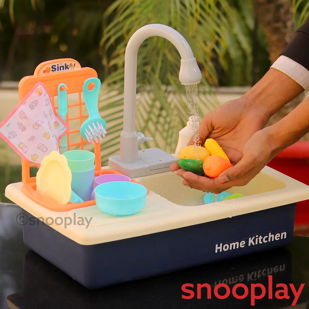 Electronic Kitchen Toy Sink Playset (Realistic Water Supply & Accessories) - Design 1