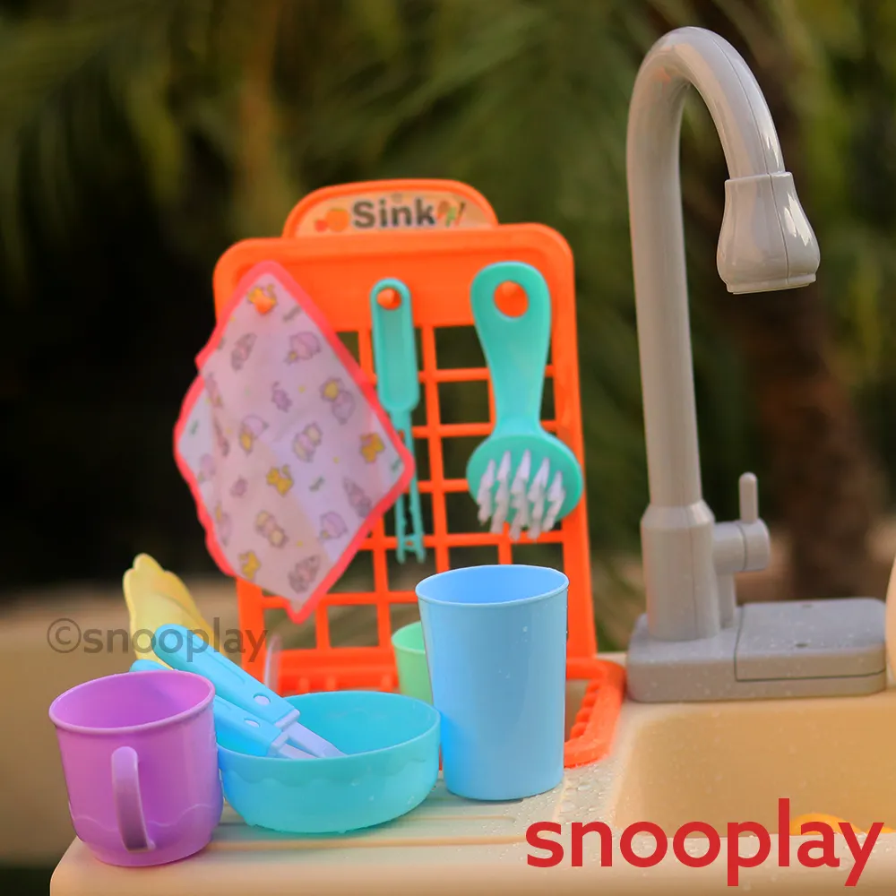 Electronic Kitchen Toy Sink Playset (Realistic Water Supply & Accessories) - Design 1