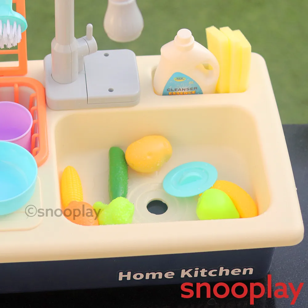 Electronic Kitchen Toy Sink Playset (Realistic Water Supply & Accessories) - Design 1