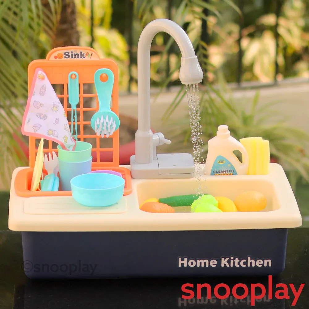 Electronic Kitchen Toy Sink Playset (Realistic Water Supply & Accessories) - Design 1