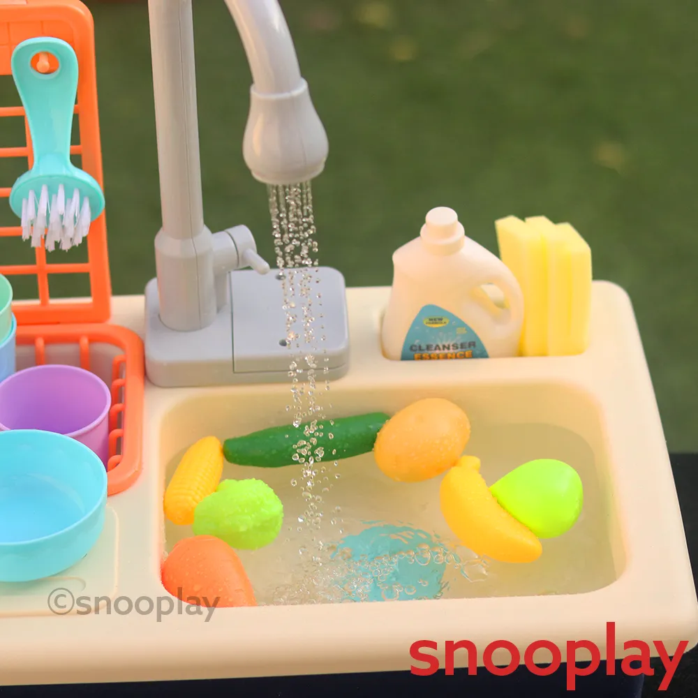 Electronic Kitchen Toy Sink Playset (Realistic Water Supply & Accessories) - Design 1