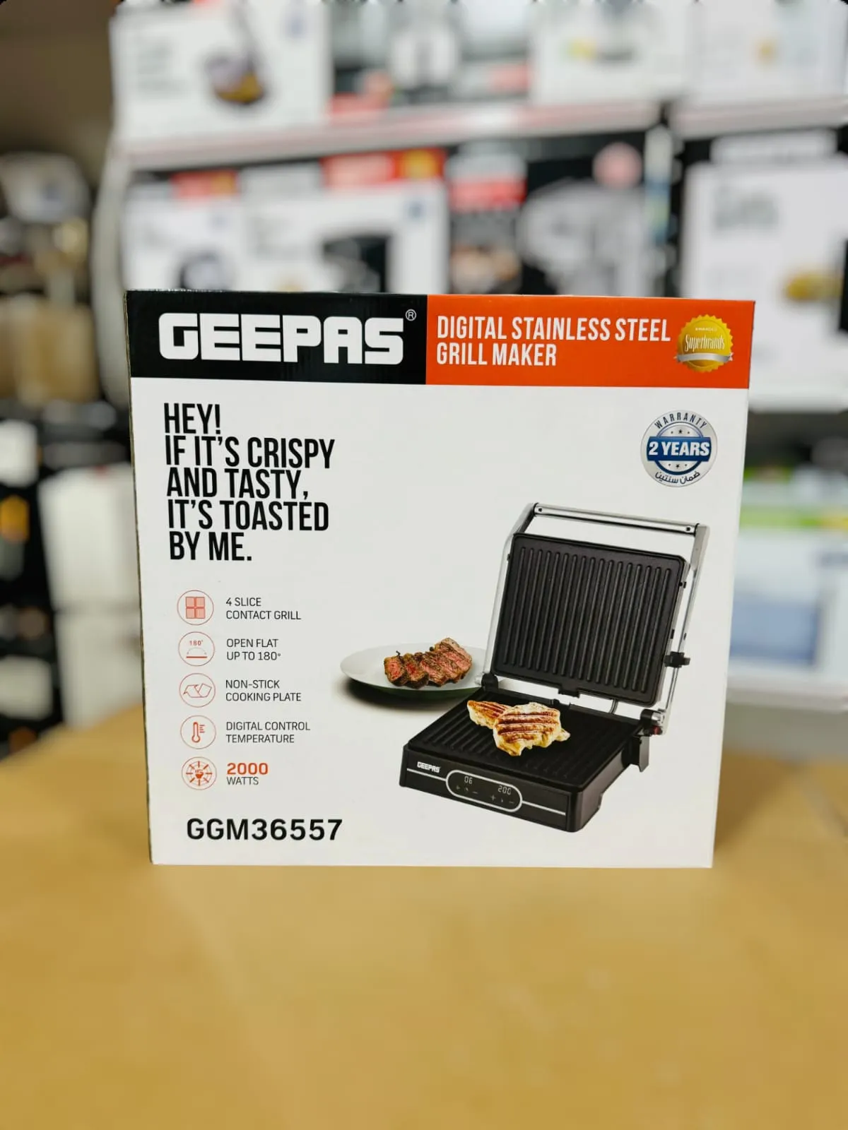 Geepas Digital Stainless Steel Grill Maker GGM36557