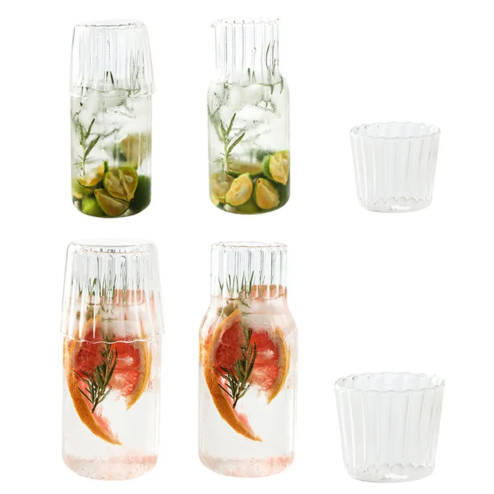 Glass Water Bottle with Glass Cup Set