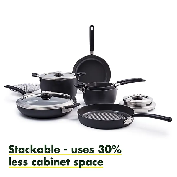 GreenPan Levels Stackable Hard Anodized 11 Piece Cookware Set with Bonus Pan Protectors