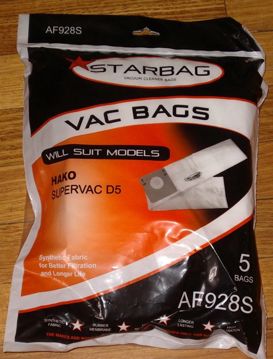 Hako Supervac D5 Compatible Synthetic Vacuum Cleaner Bags. Part # AF928S